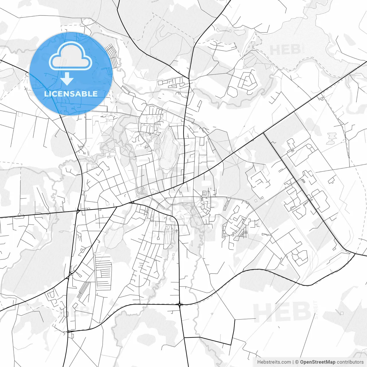 Vector PDF map of Utena, Lithuania