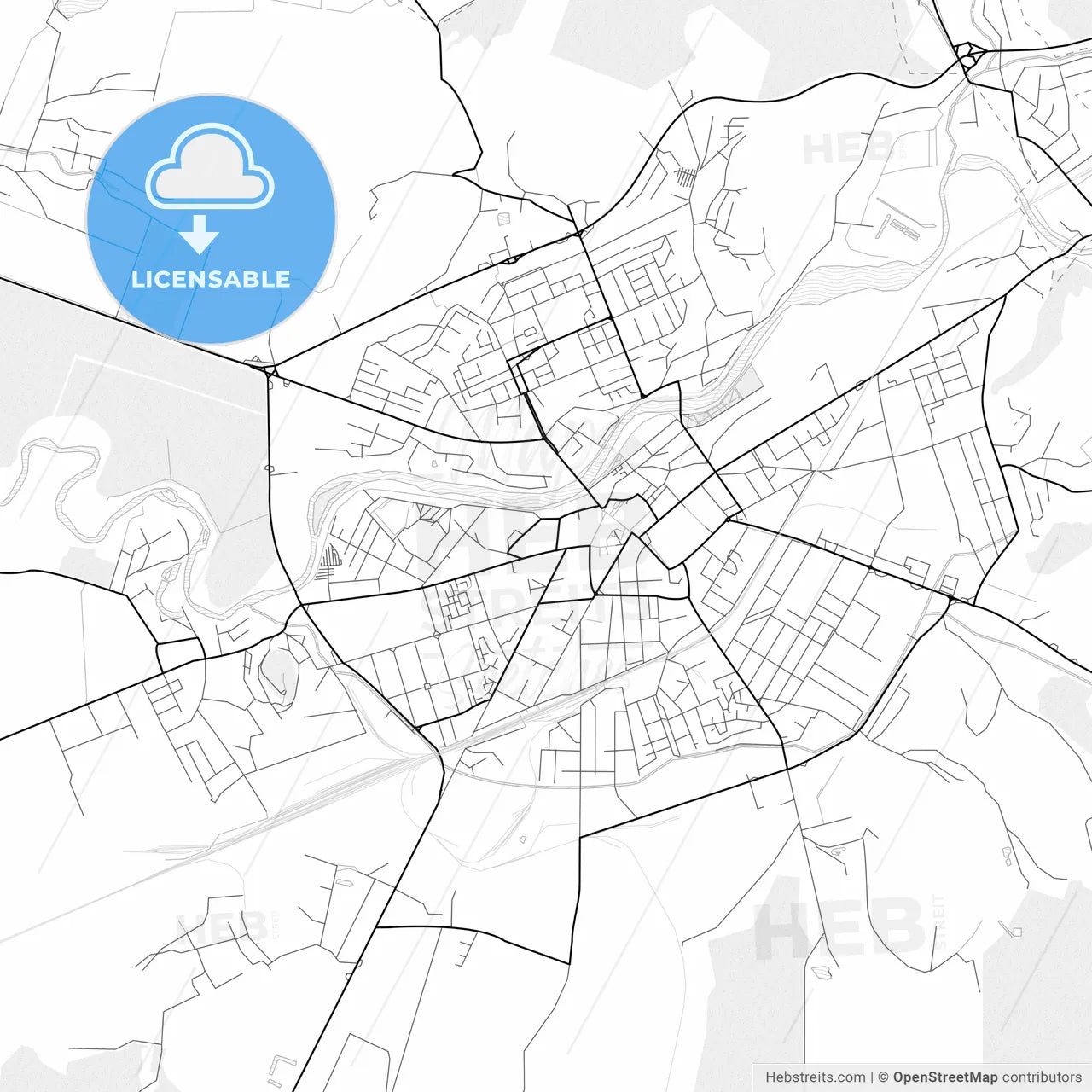 Vector PDF map of Mukachevo, Ukraine