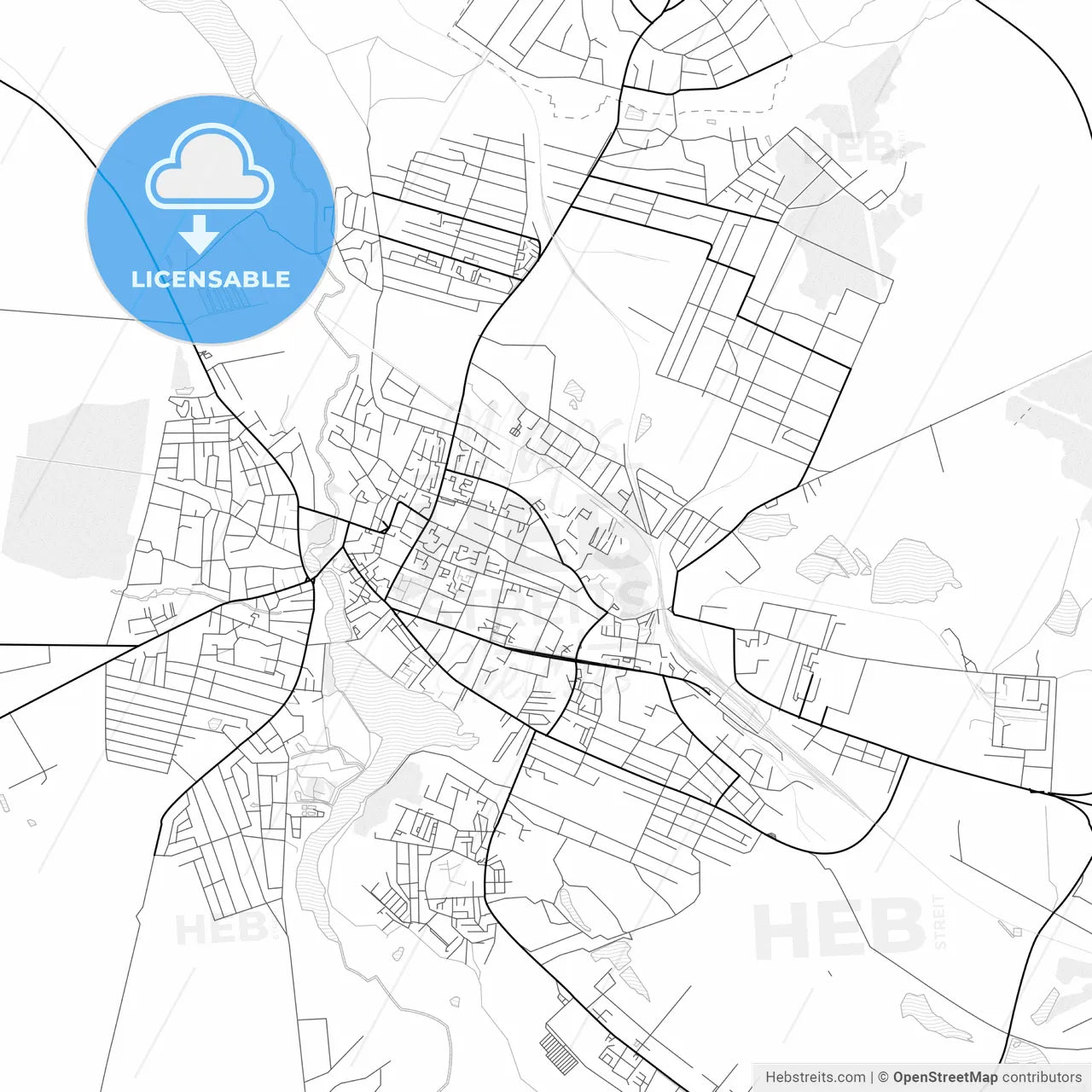 Vector PDF map of Berdychiv, Ukraine