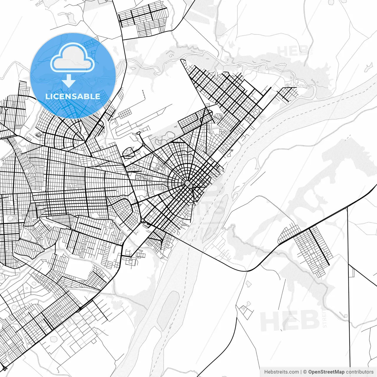 Vector PDF map of Boa Vista, Brazil