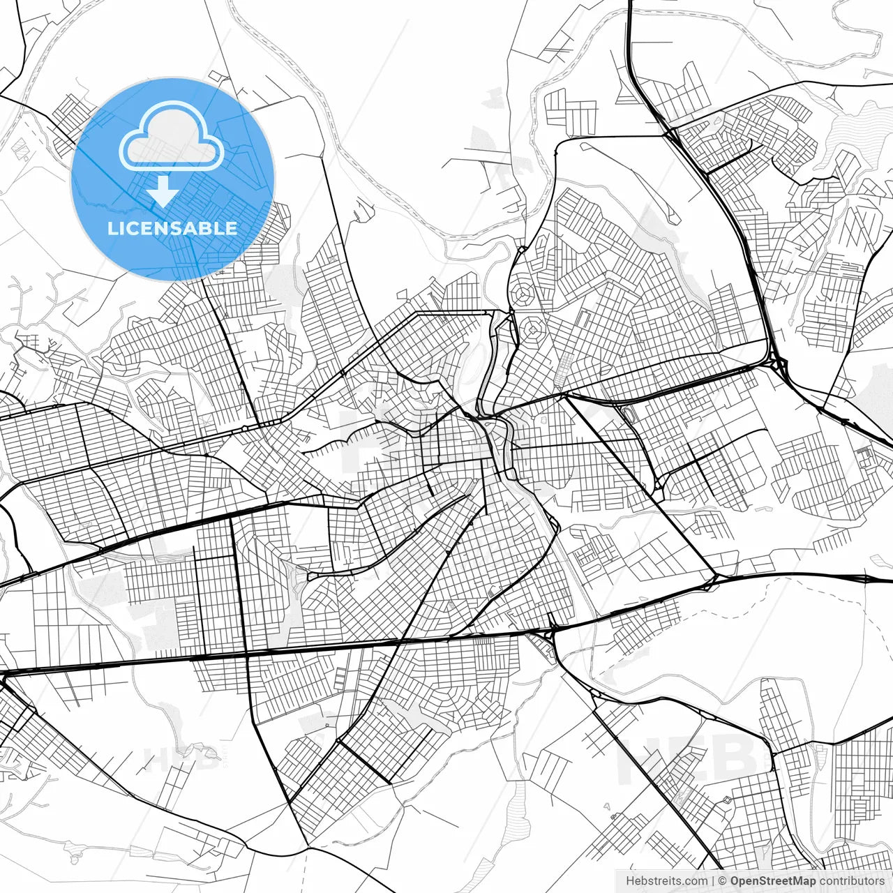 Vector PDF map of Americana, Brazil