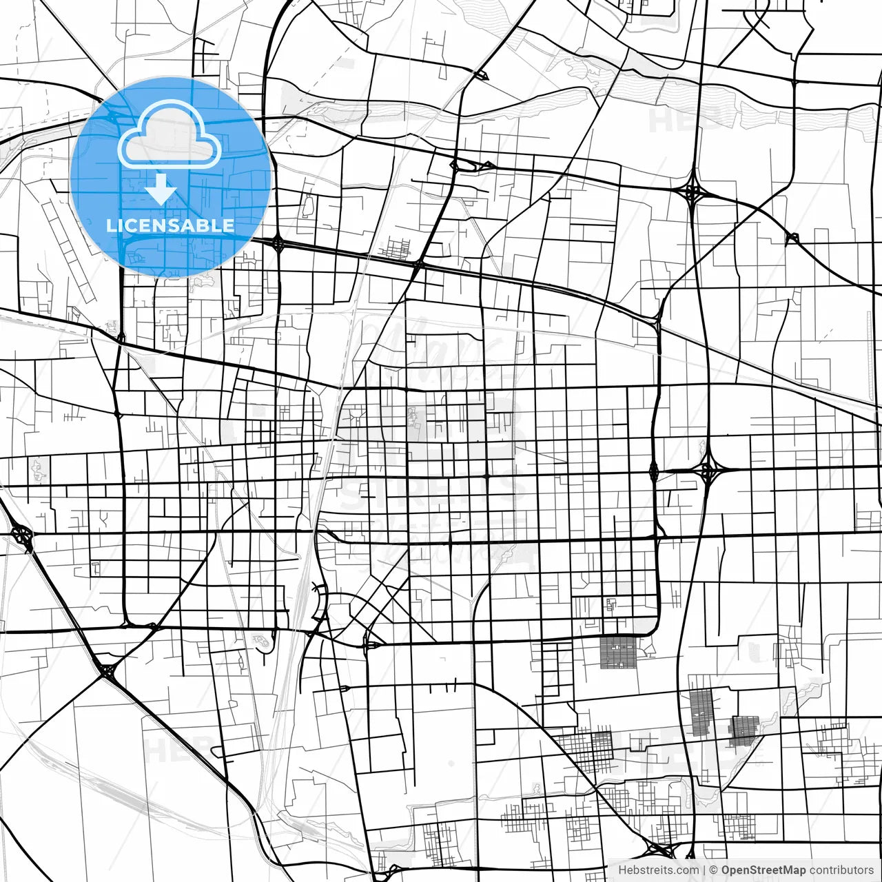 Vector PDF map of Shijiazhuang, China