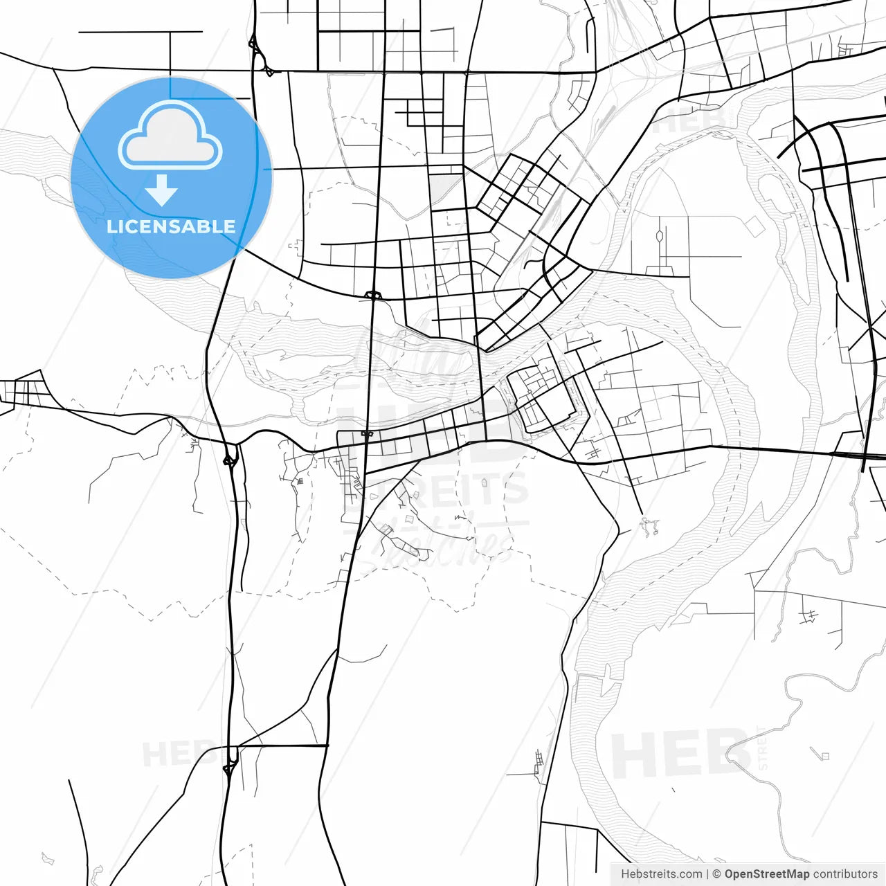 Vector PDF map of Xiangyang, China