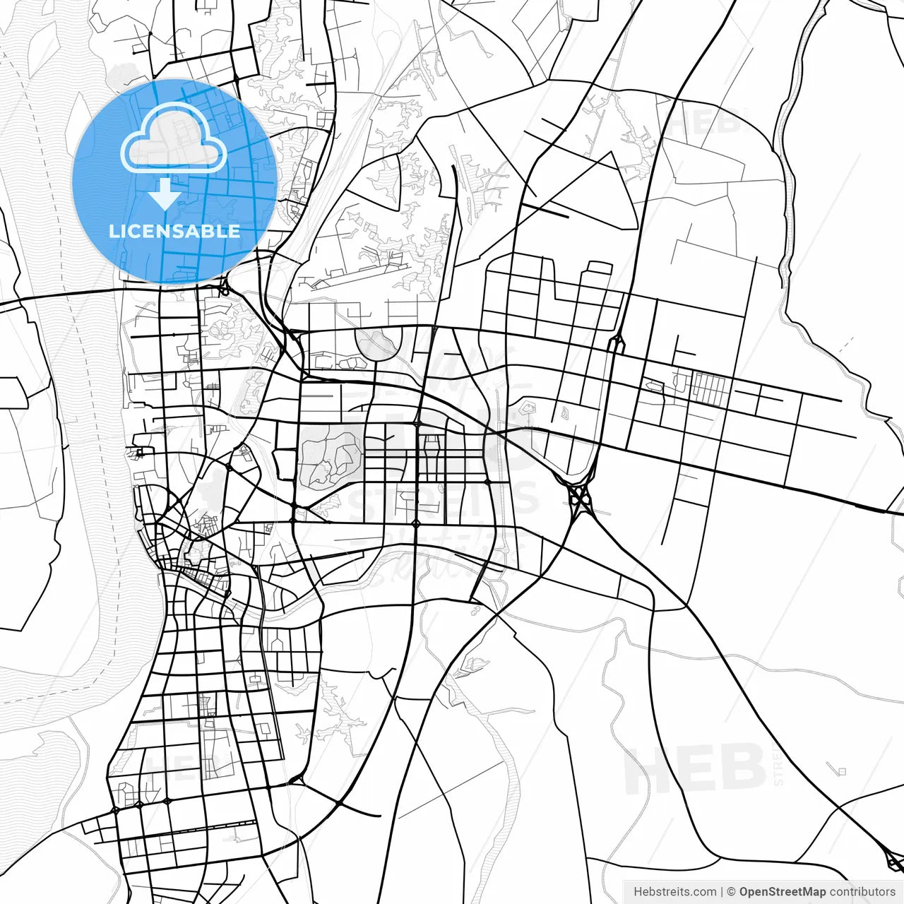 Vector PDF map of Wuhu, China
