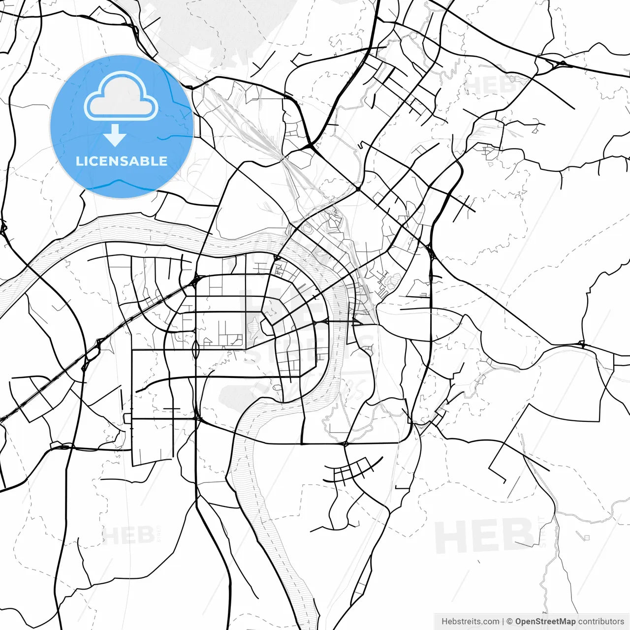 Vector PDF map of Zhuzhou, China