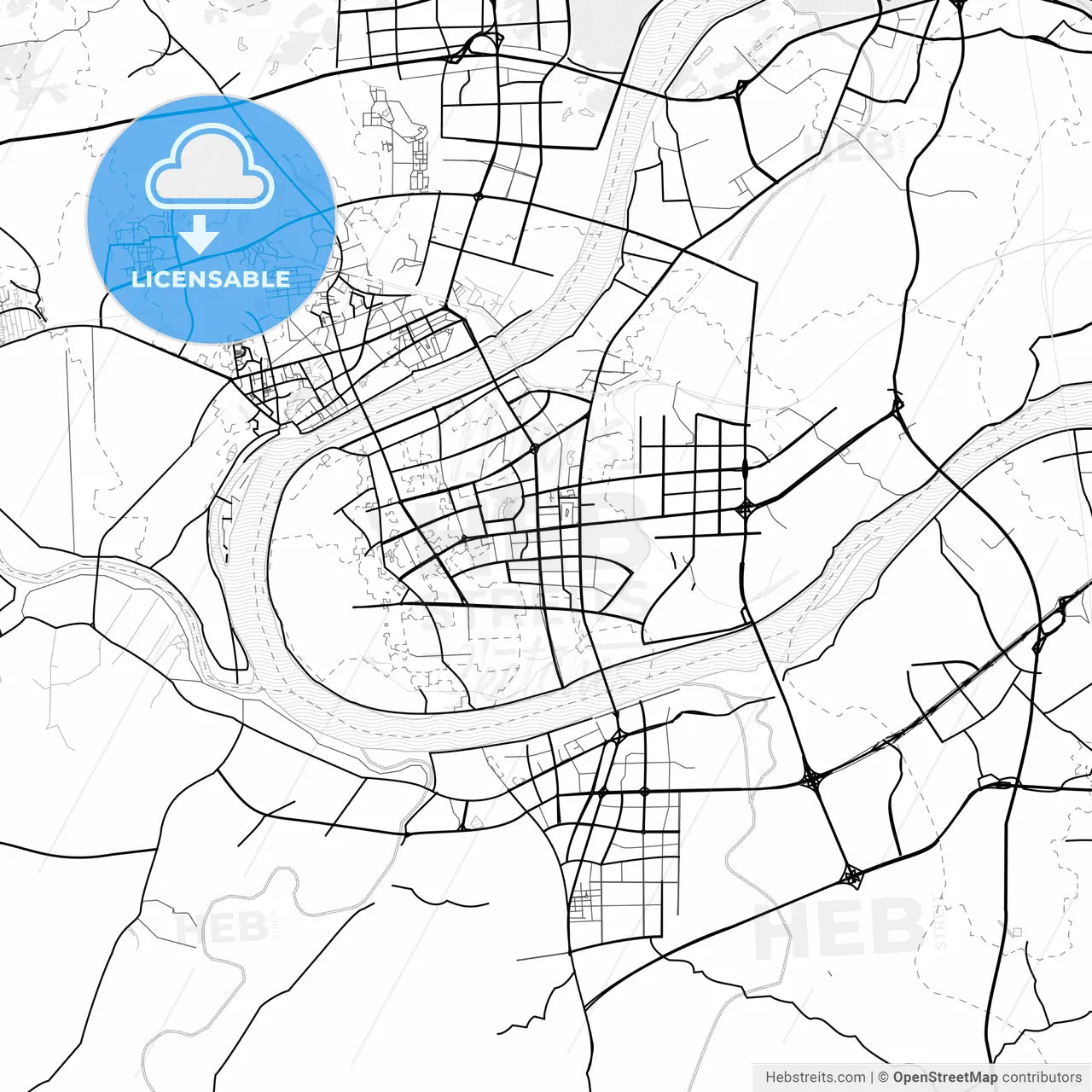 Vector PDF map of Xiangtan, China