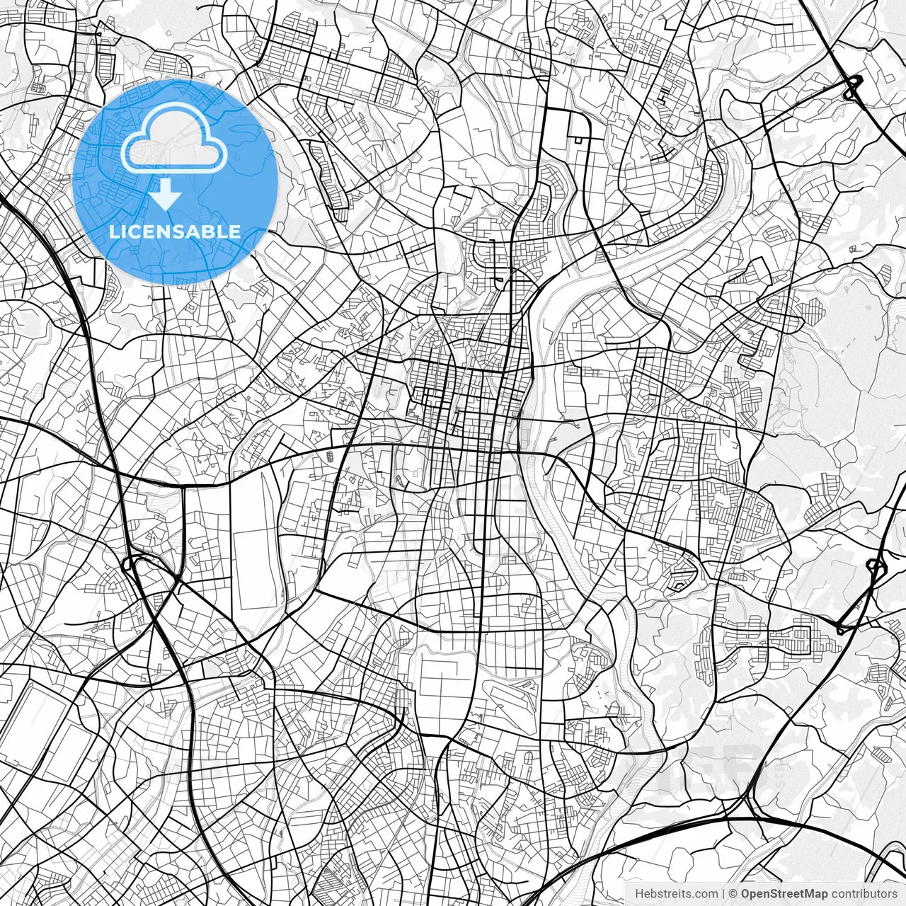 Vector PDF map of Toyota, Japan
