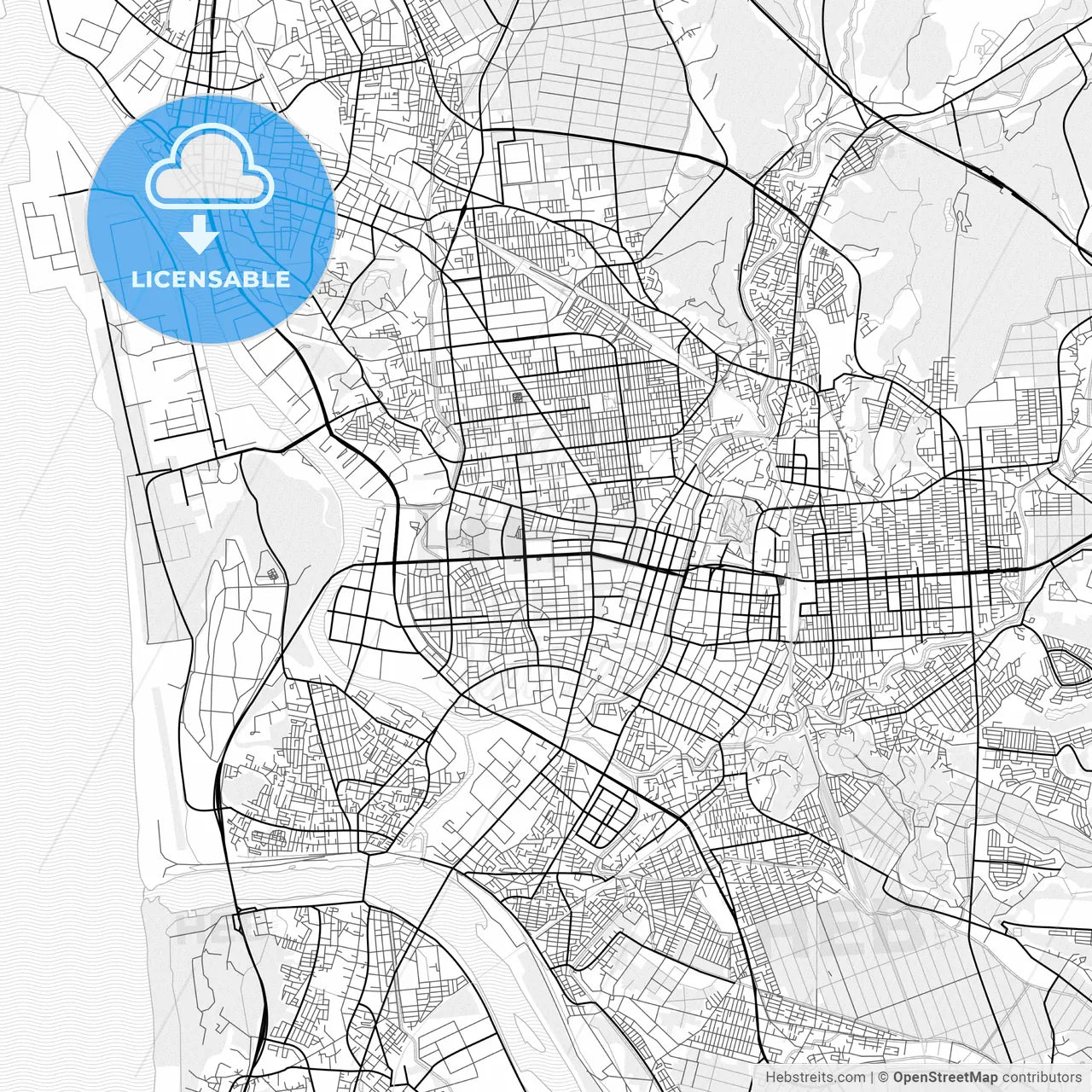 Vector PDF map of Akita, Japan