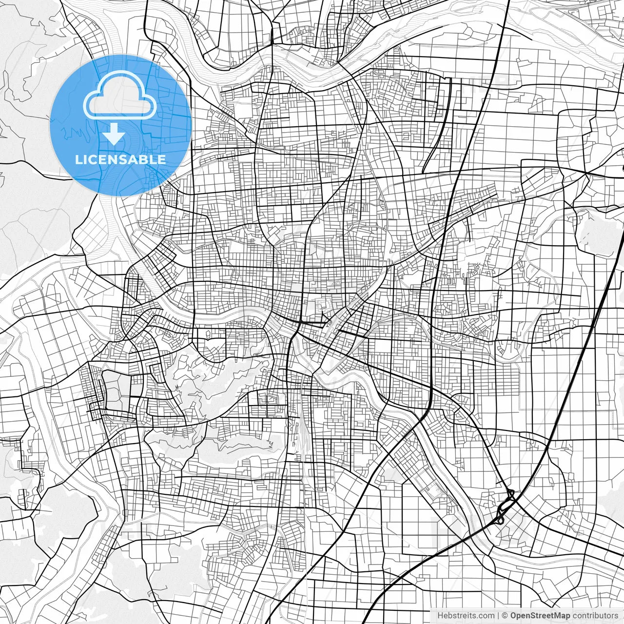 Vector PDF map of Fukui, Japan