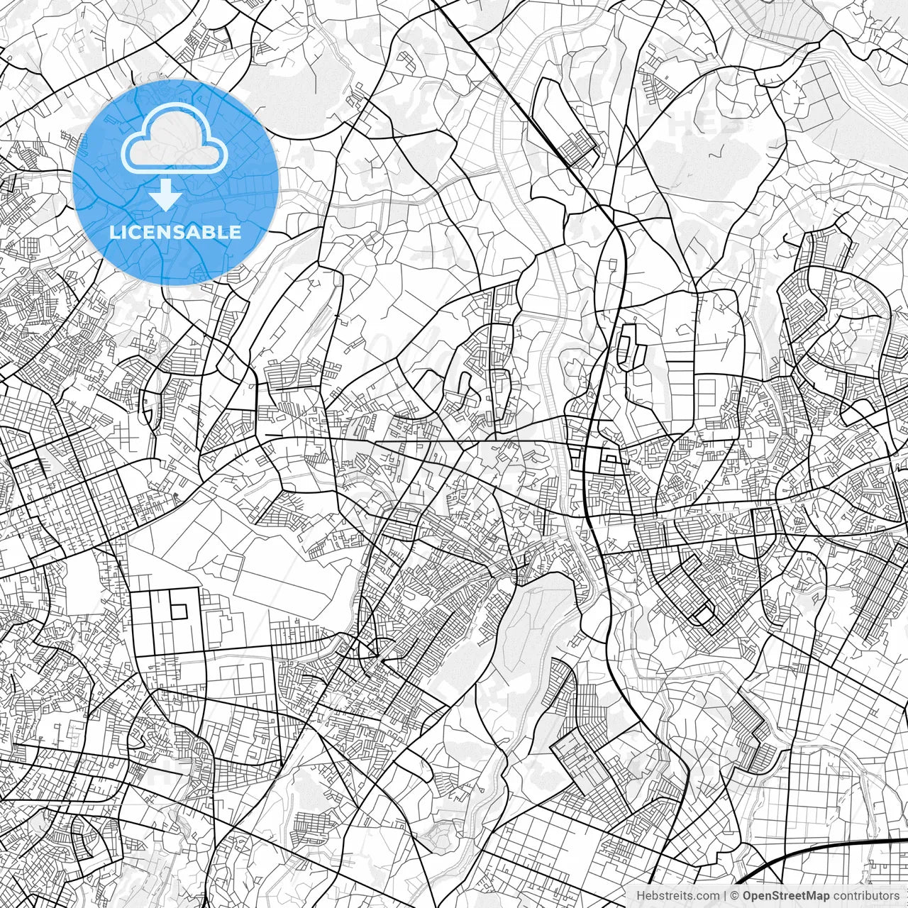 Vector PDF map of Yachiyo, Japan