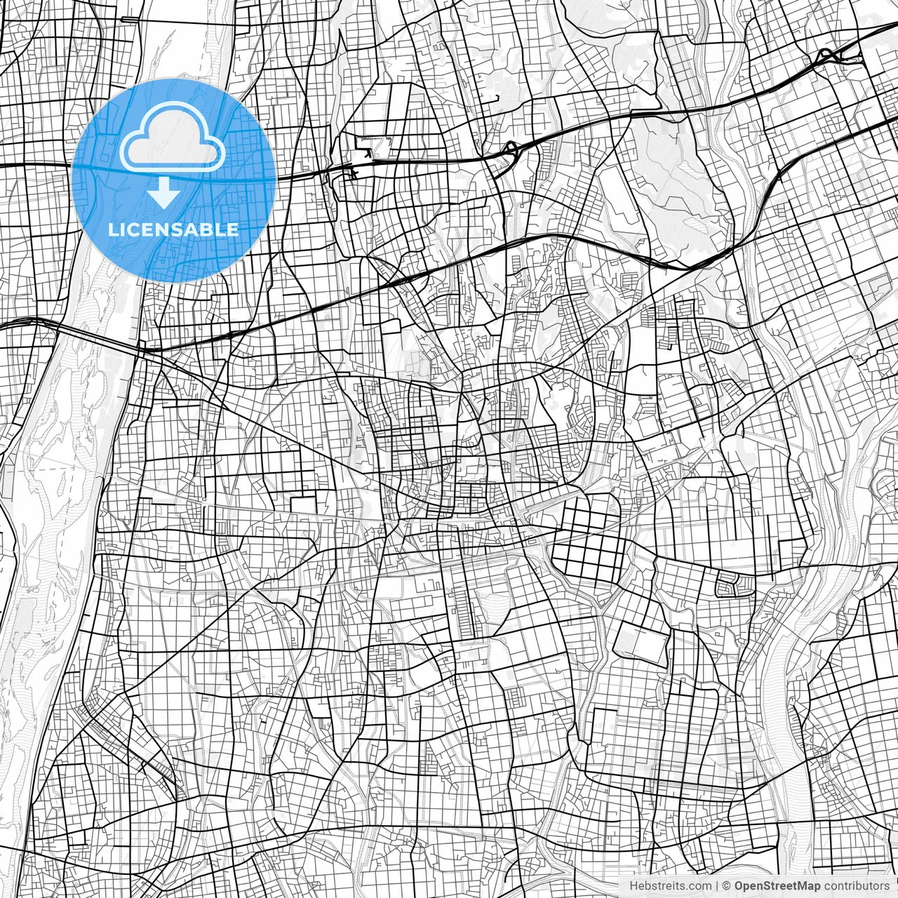 Vector PDF map of Iwata, Japan