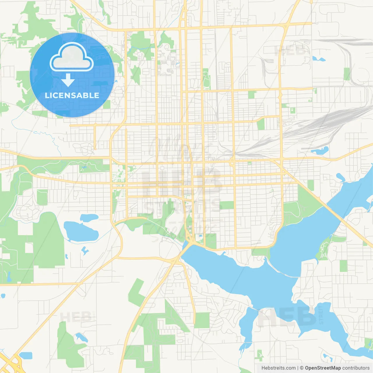 Empty vector map of Decatur, Illinois, USA
