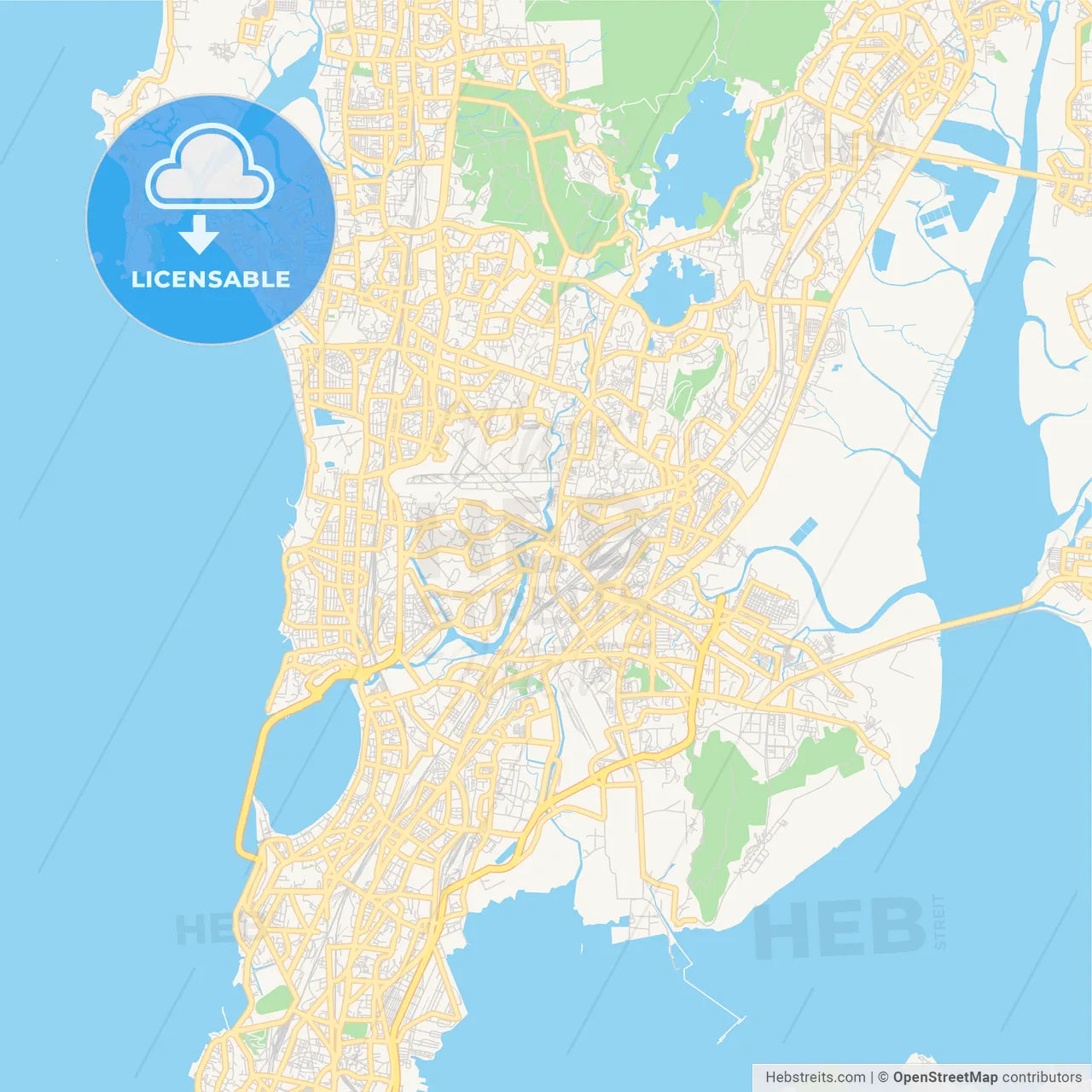 Printable street map of Mumbai, India