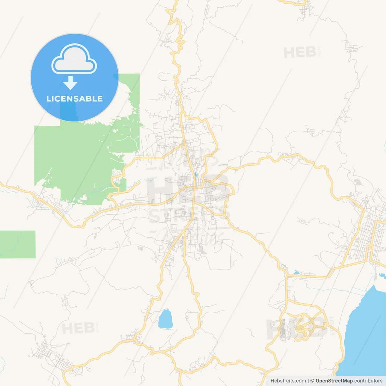 Printable street map of Tomohon, Indonesia