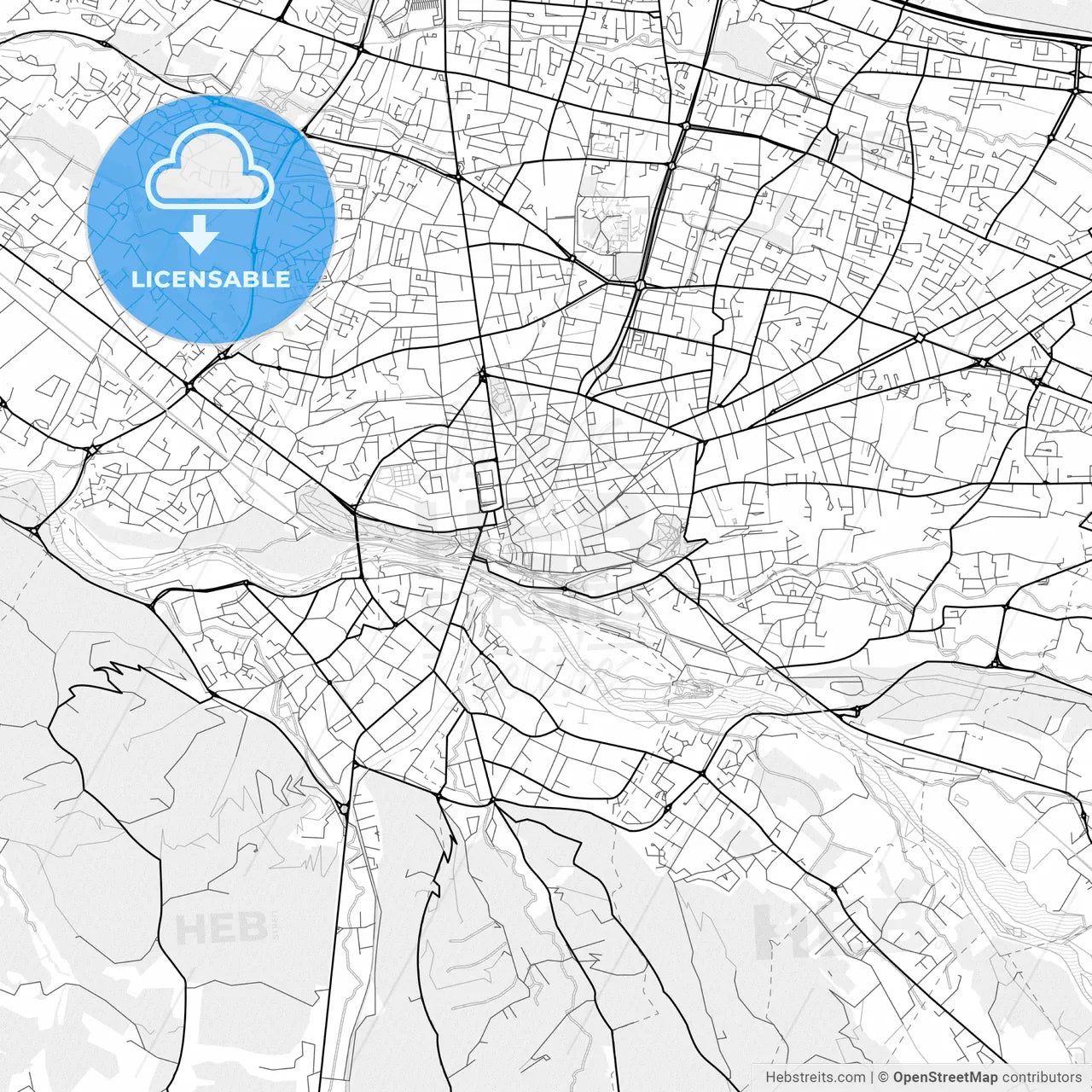 Vector PDF map of Pau, France
