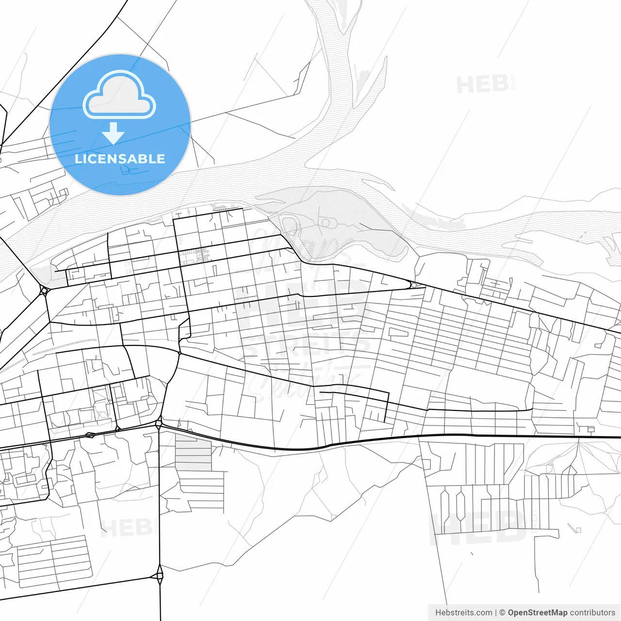 Vector PDF map of Kyzyl, Russia