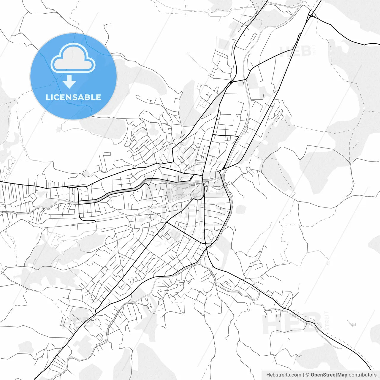 Vector PDF map of Novi Pazar, Serbia