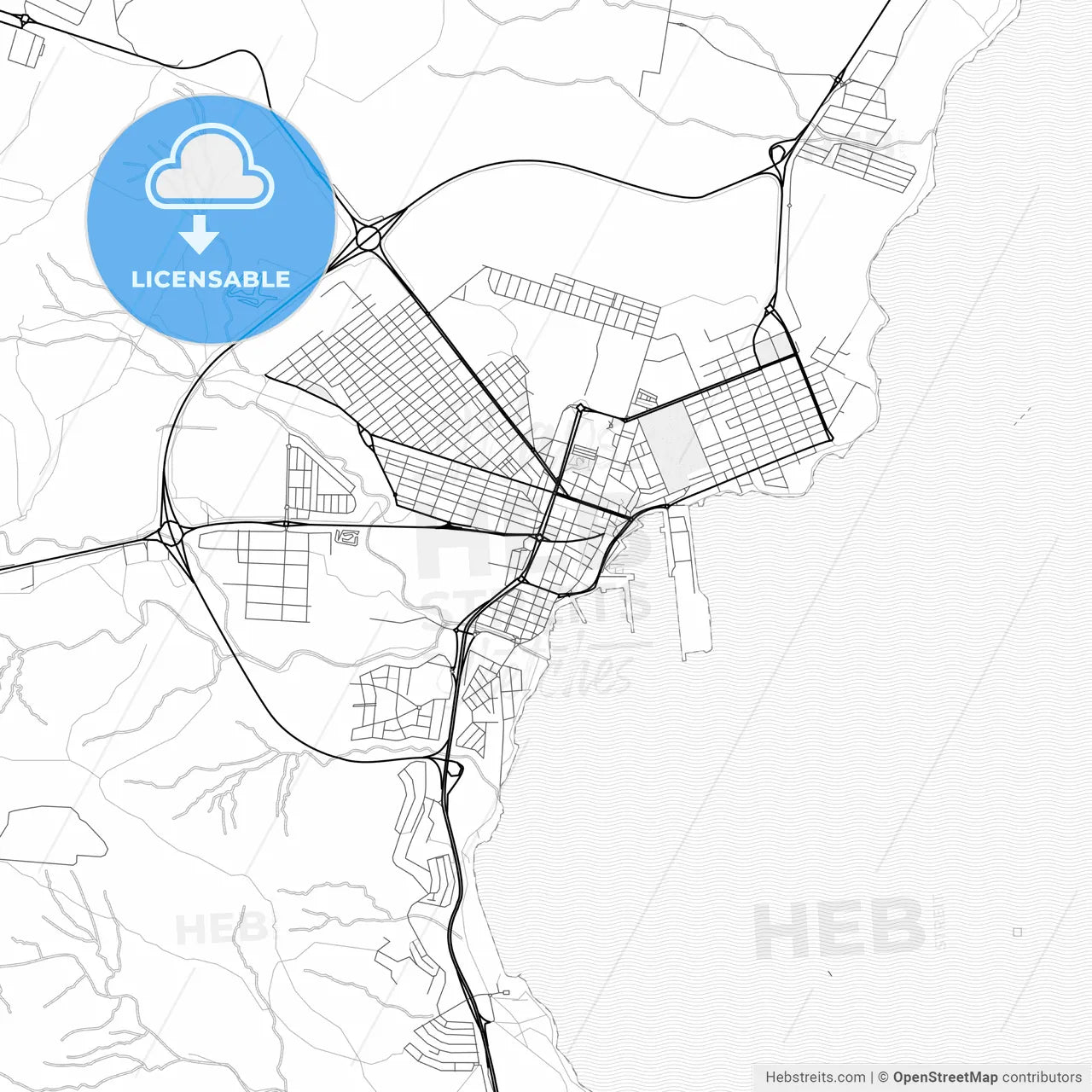 Vector PDF map of Puerto del Rosario, Spain
