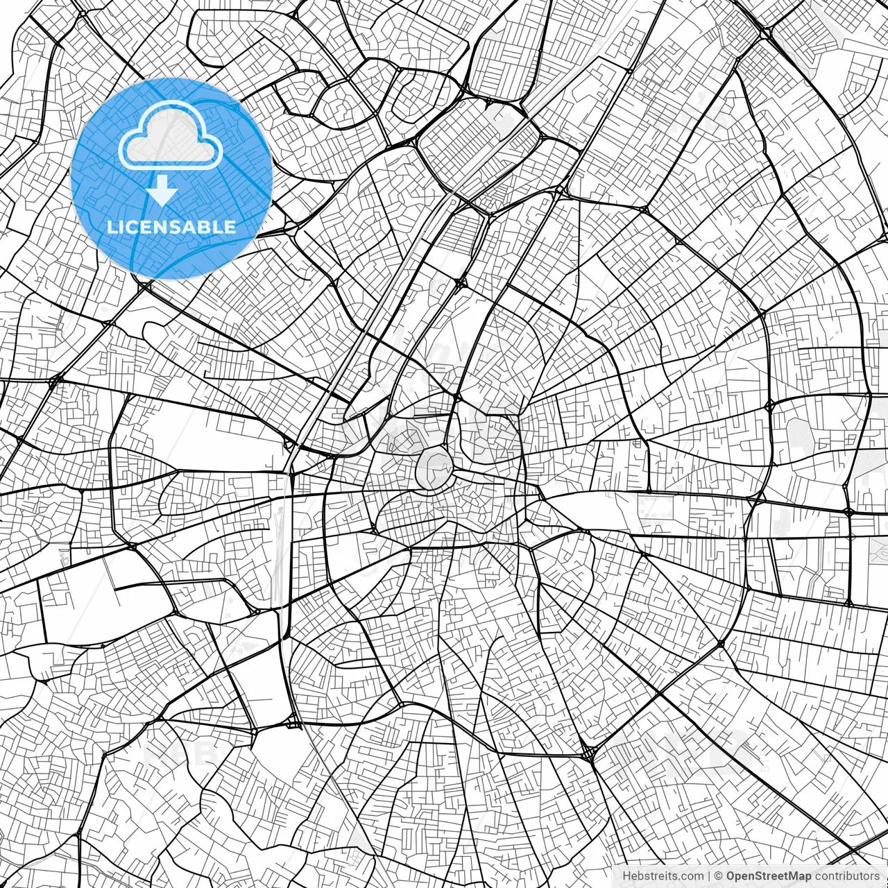 Vector PDF map of Konya, Turkey