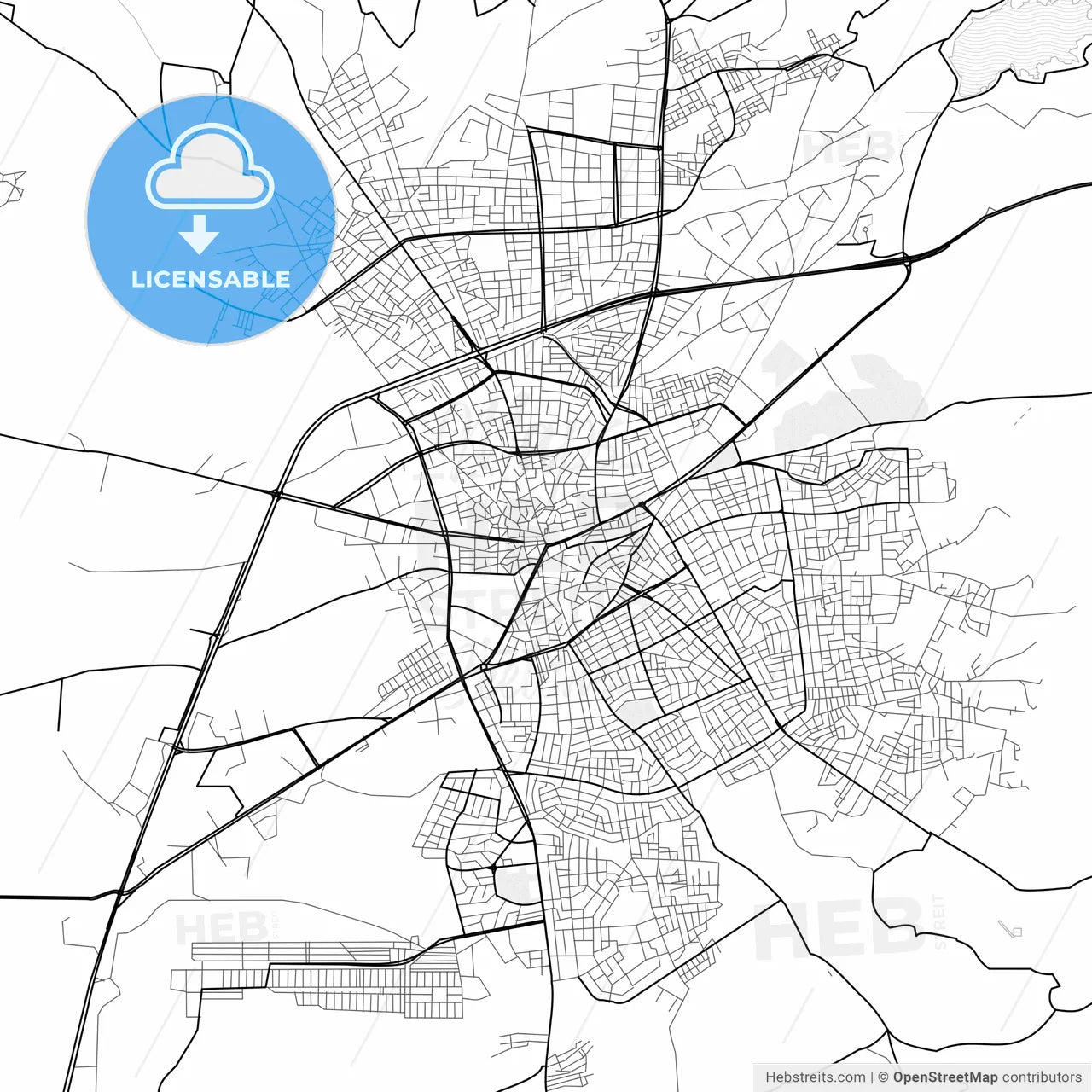 Vector PDF map of Çorum, Turkey