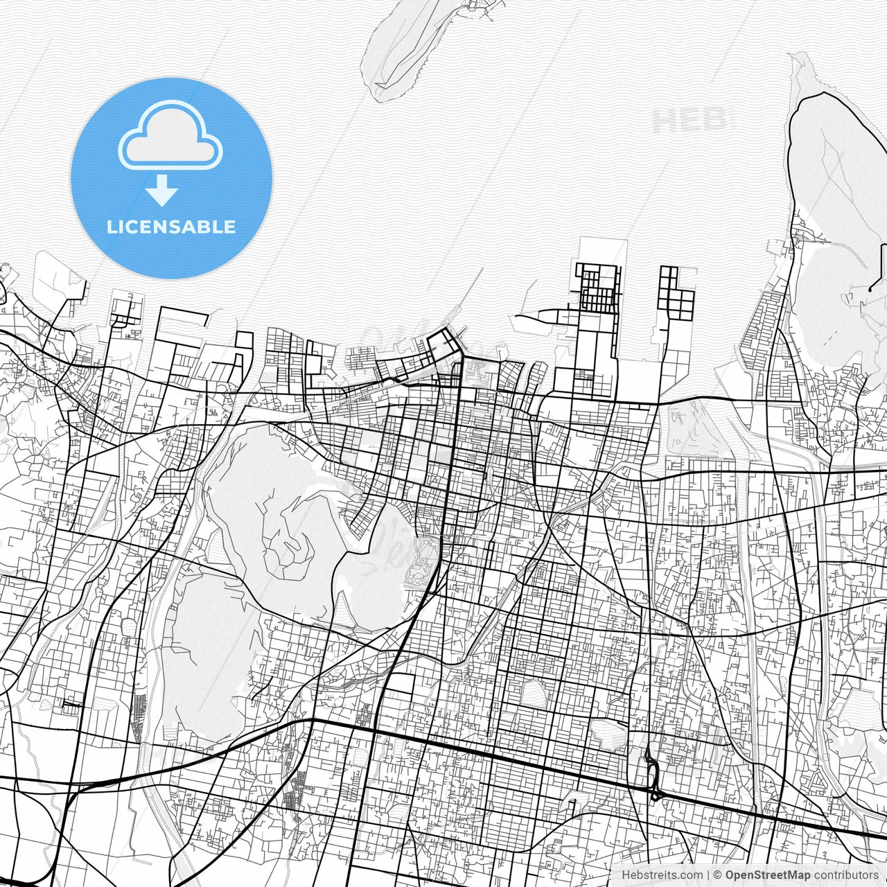 Vector PDF map of Takamatsu, Japan