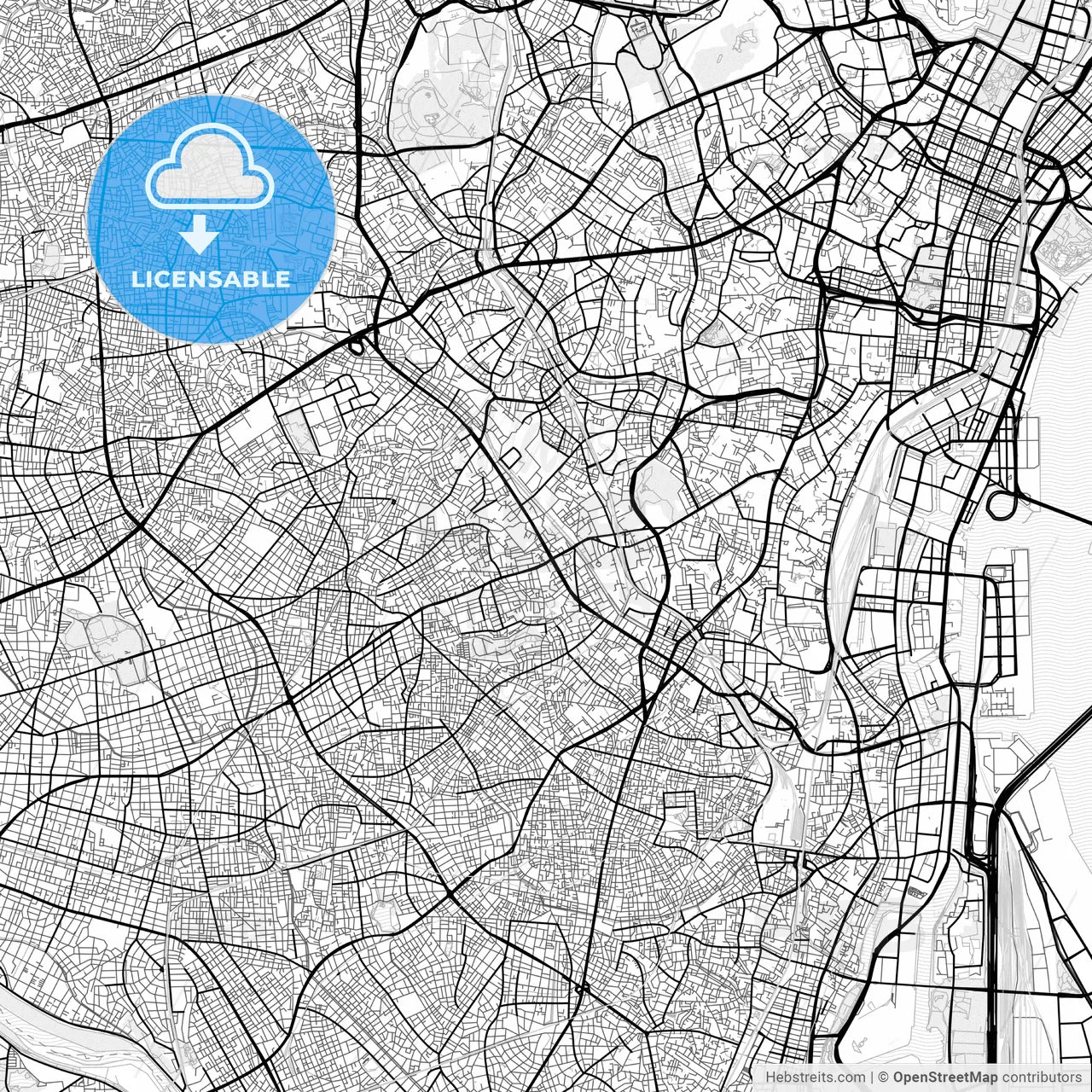 Vector PDF map of Meguro, Japan