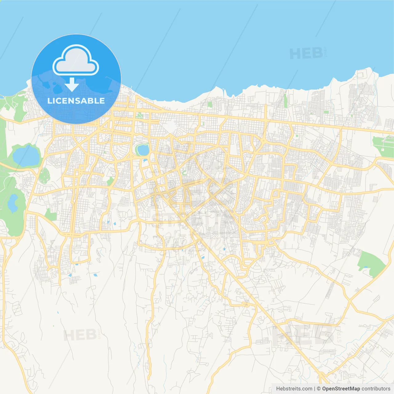 Empty vector map of Managua, Managua, Nicaragua