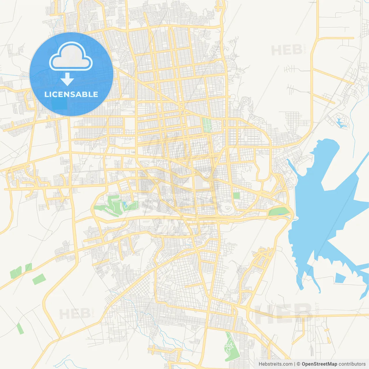 Empty vector map of Hermosillo, Sonora, Mexico