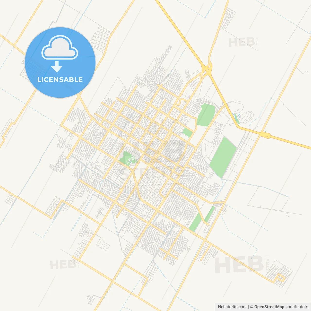 Empty vector map of Los Mochis, Sinaloa, Mexico