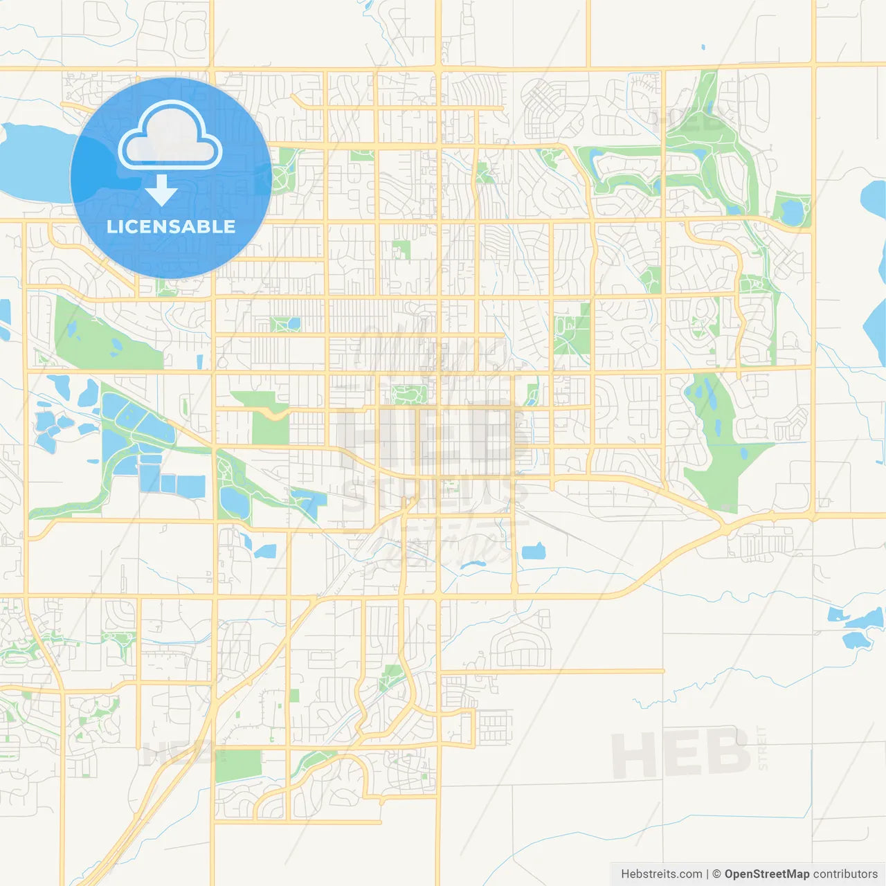 Empty vector map of Longmont, Colorado, USA
