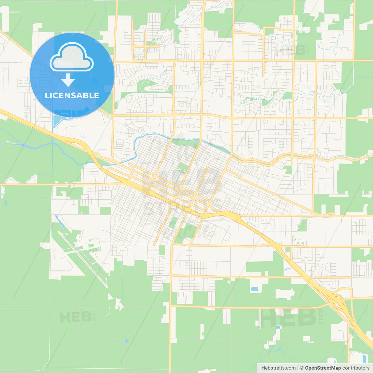 Empty vector map of Merced, California, USA