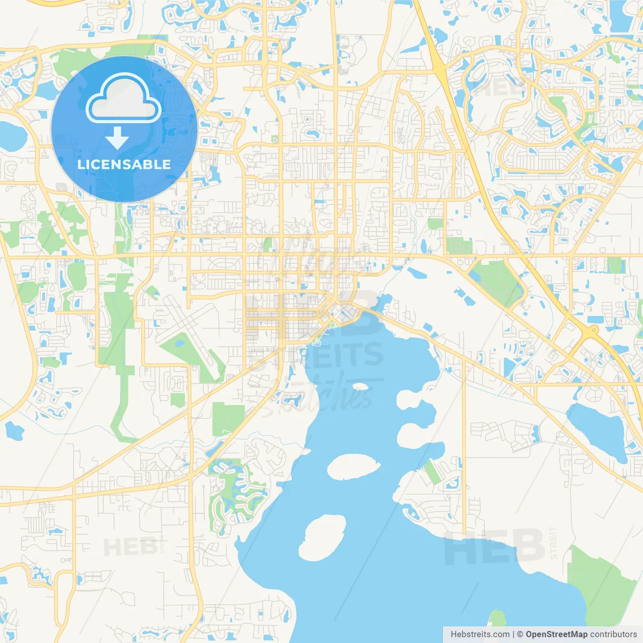 Empty vector map of Kissimmee, Florida, USA