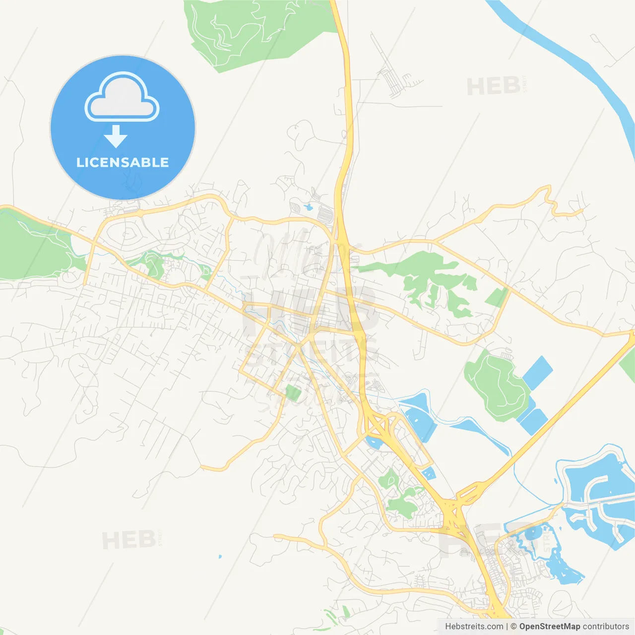 Empty vector map of Novato, California, USA