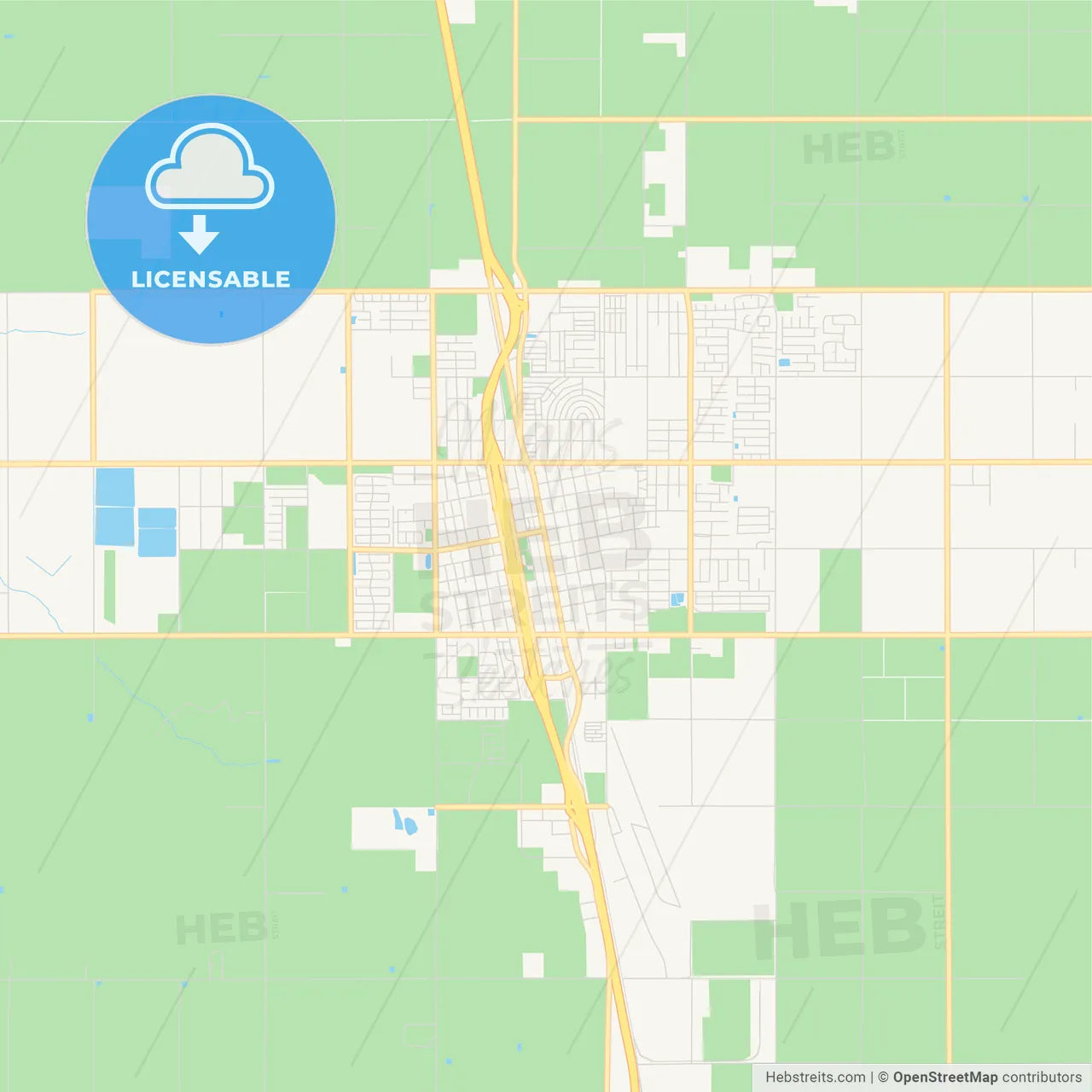 Empty vector map of Delano, California, United States of America
