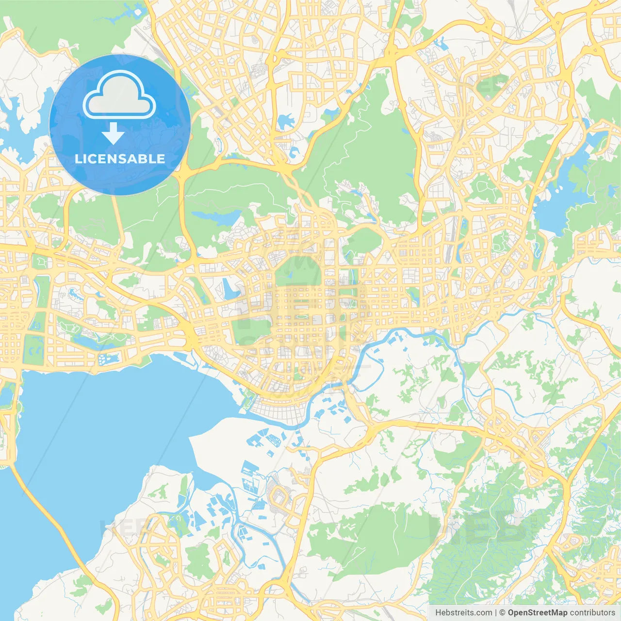 Printable street map of Shenzhen, China
