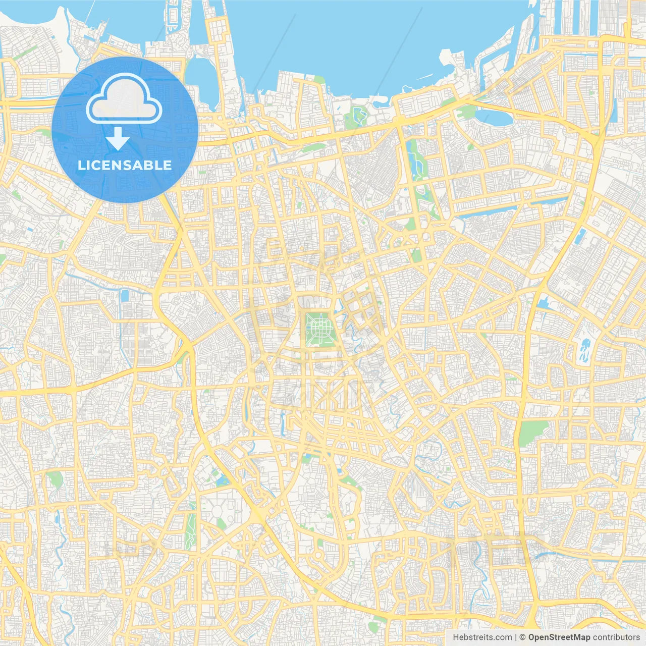 Printable street map of Central Jakarta, Indonesia