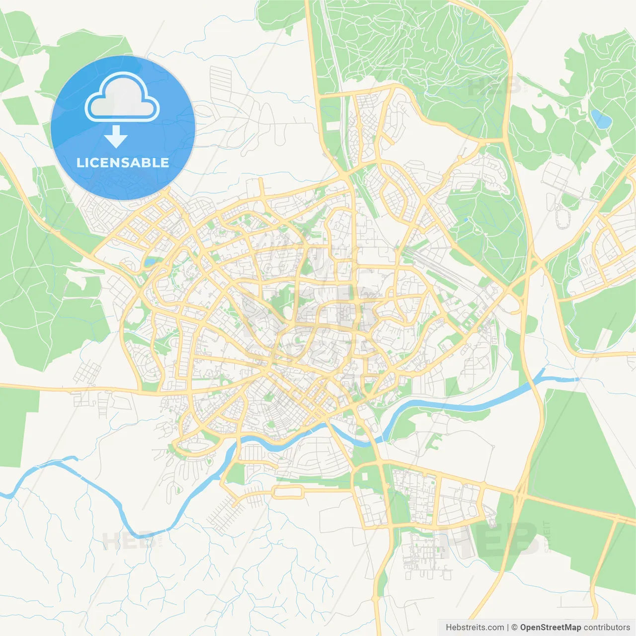 Printable street map of Beersheba, Israel