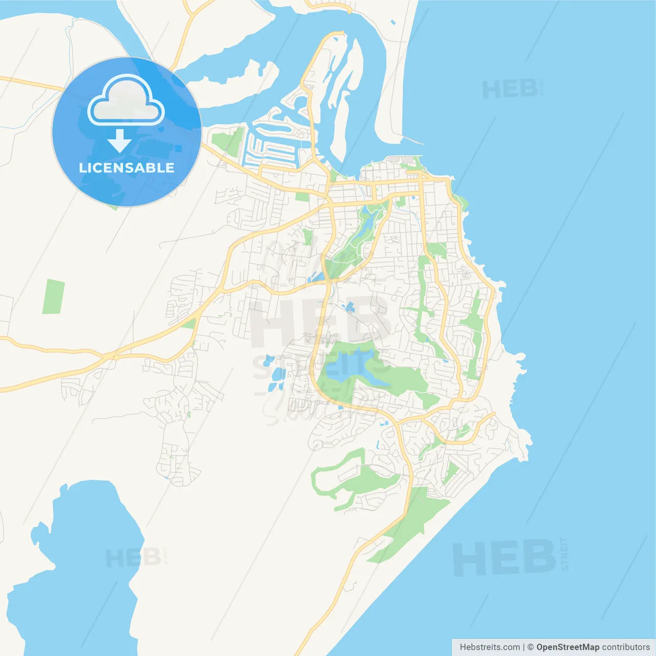 Printable street map of Port Macquarie, Australia