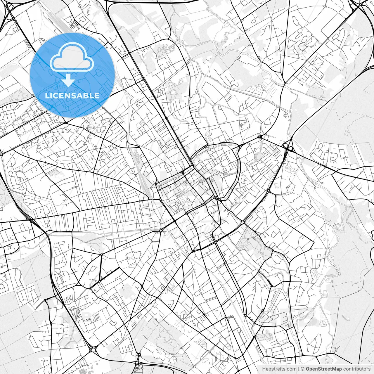 Vector PDF map of Troyes, France