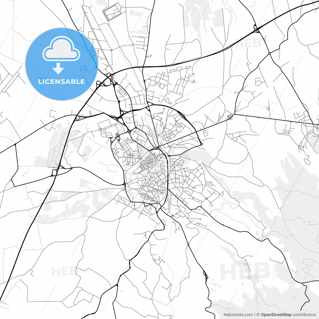 Vector PDF map of Viterbo, Italy