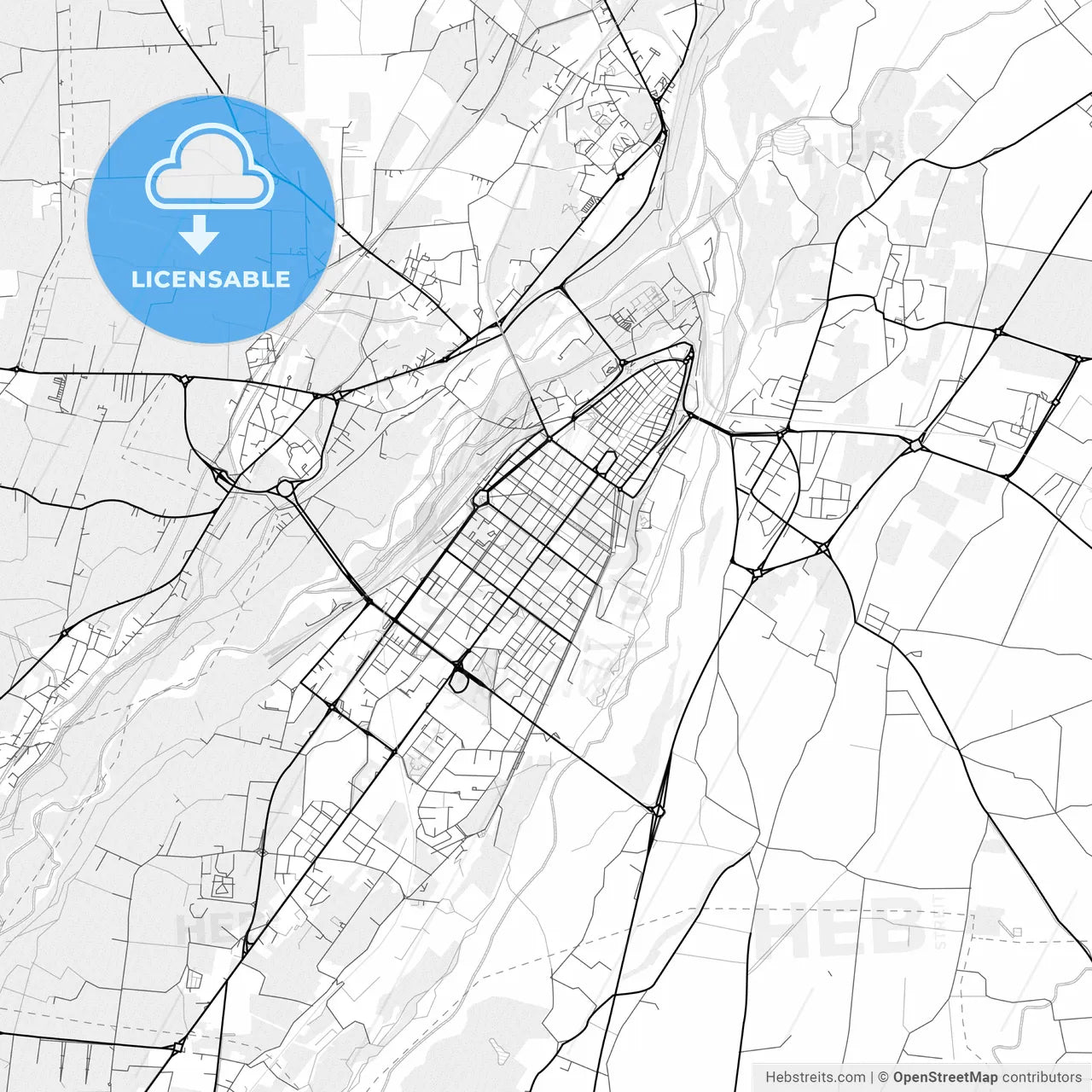 Vector PDF map of Cuneo, Italy