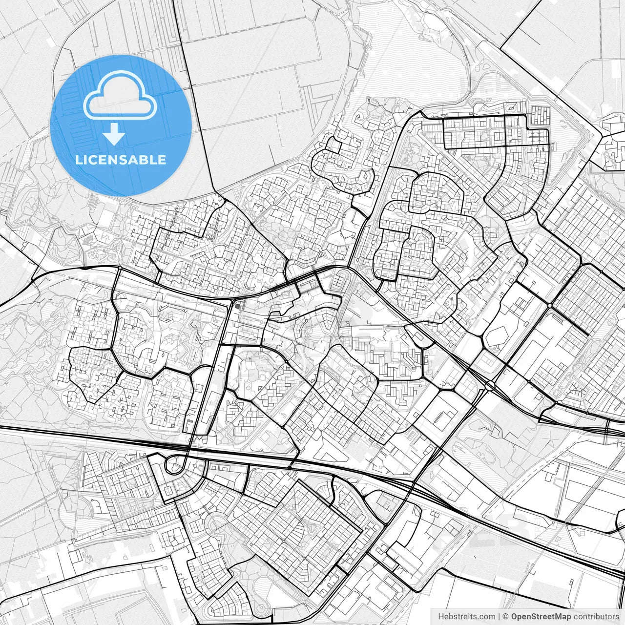 Vector PDF map of Zoetermeer, Netherlands