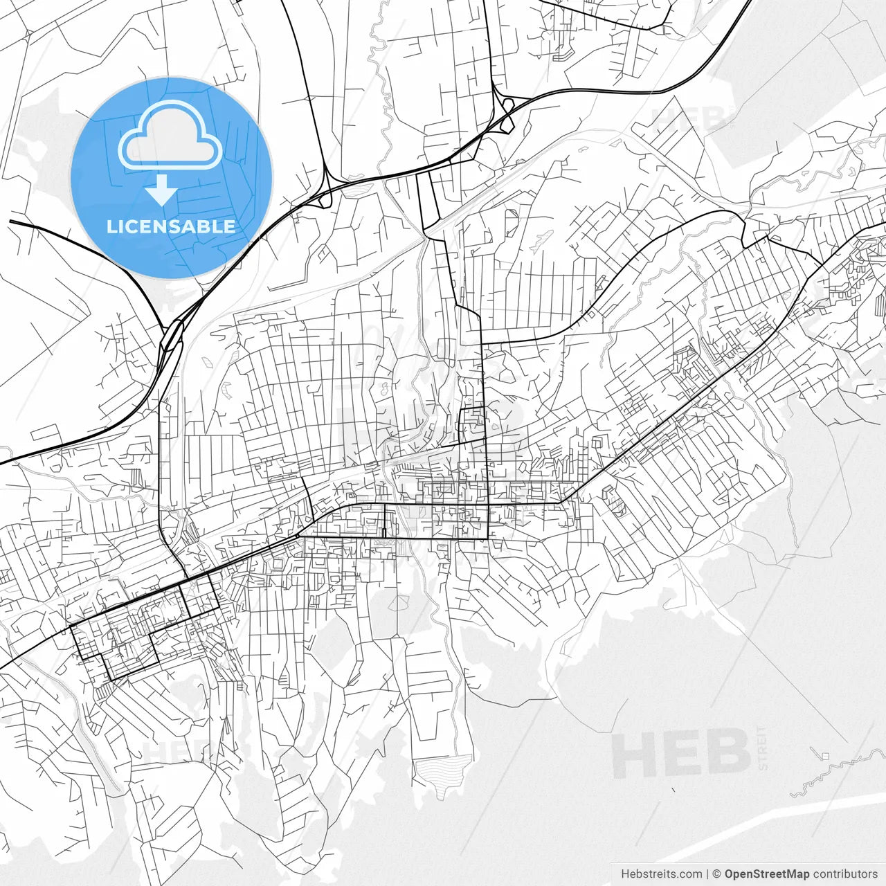 Vector PDF map of Artyom, Russia