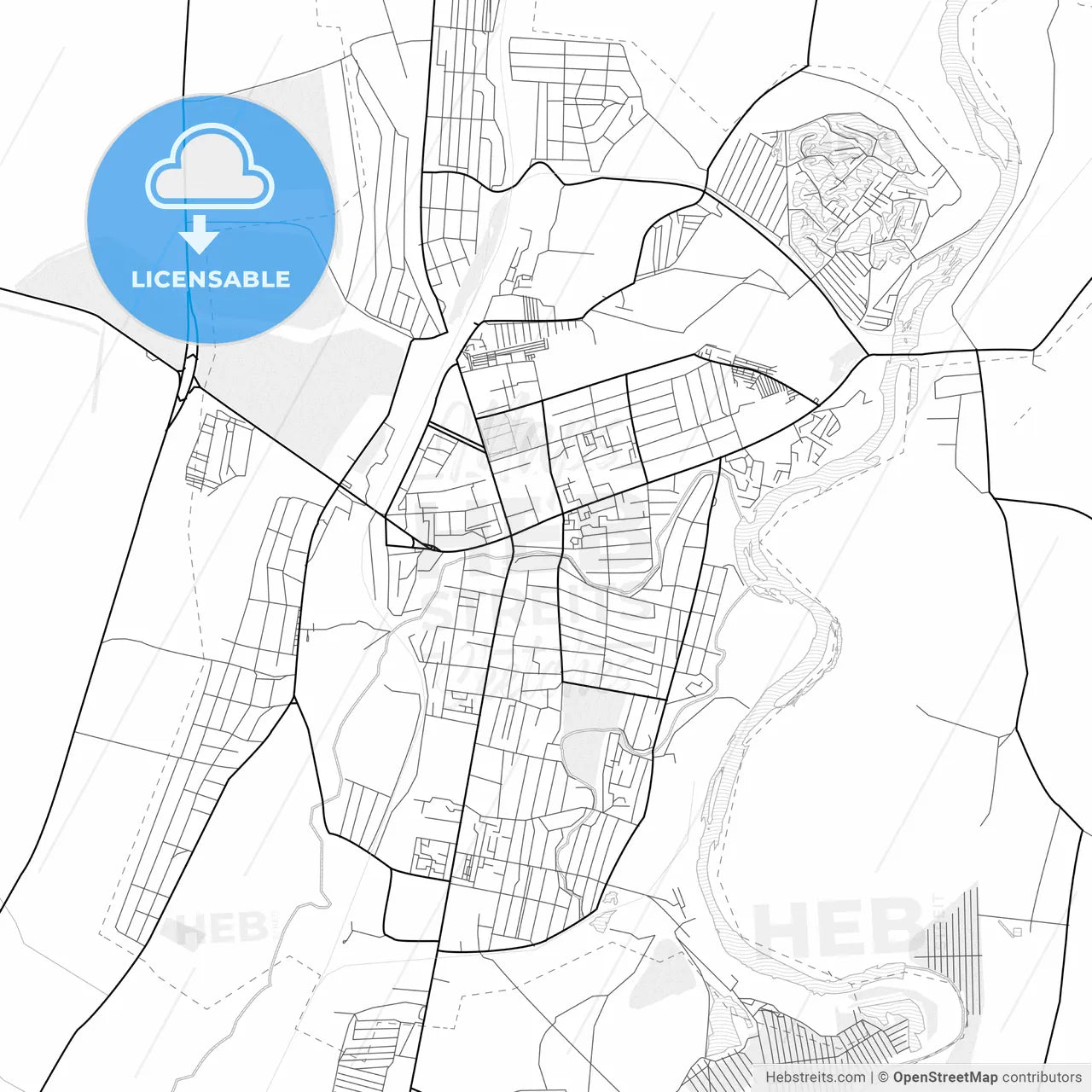 Vector PDF map of Meleuz, Russia