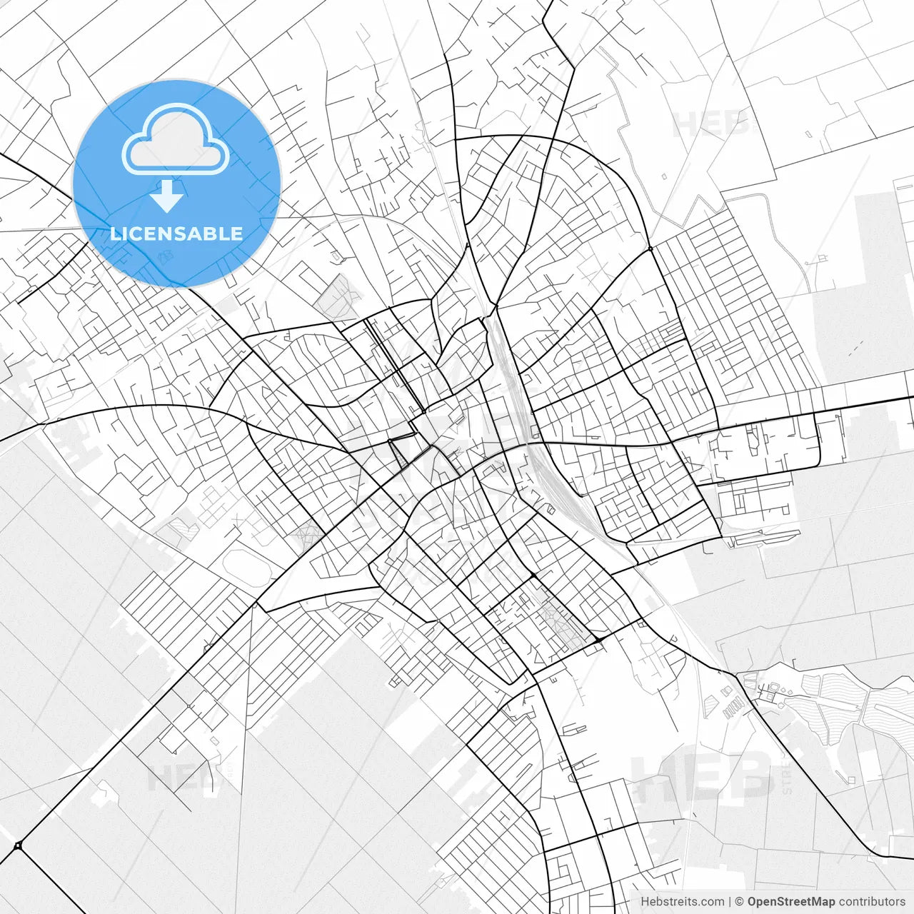 Vector PDF map of Subotica, Serbia