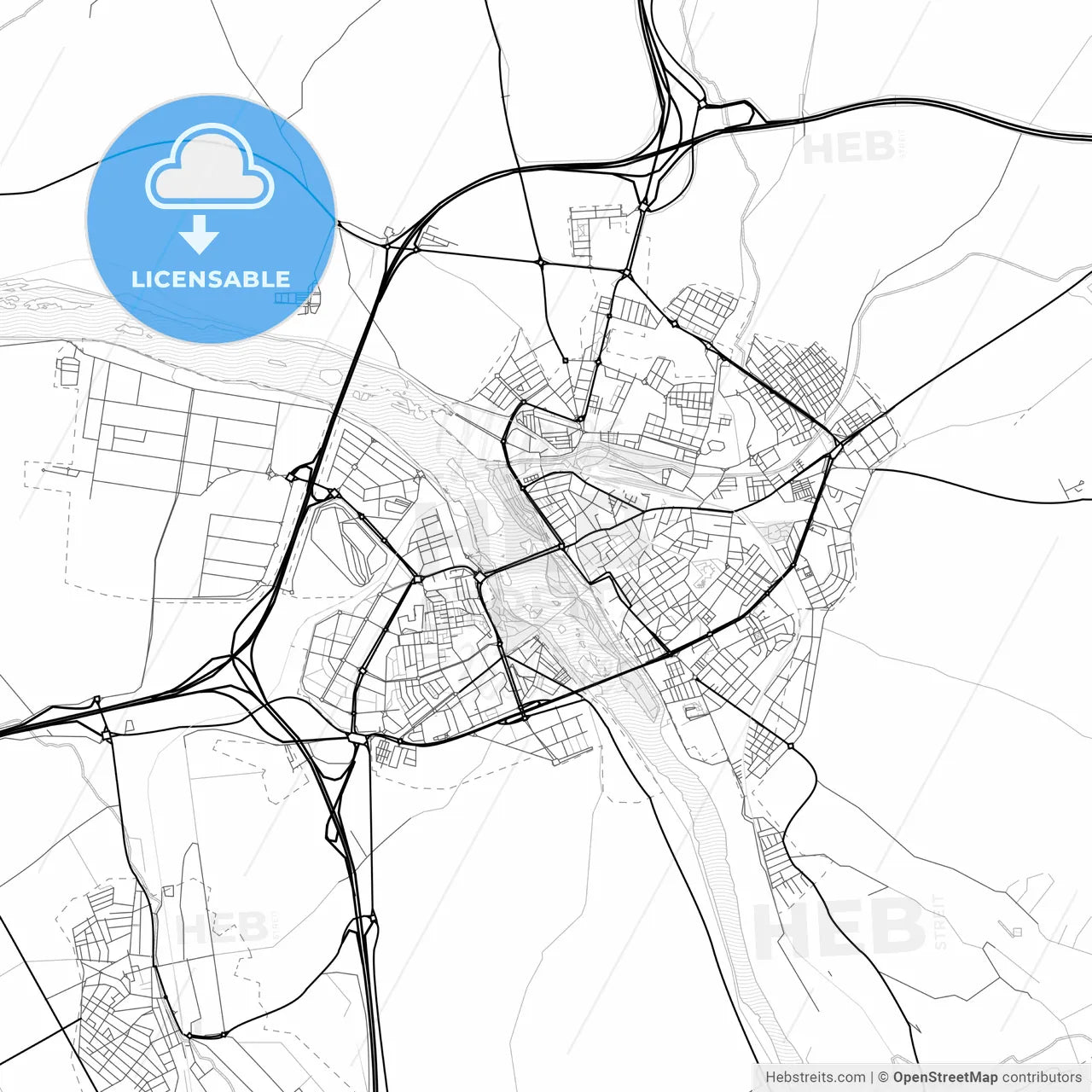 Vector PDF map of Mérida, Spain