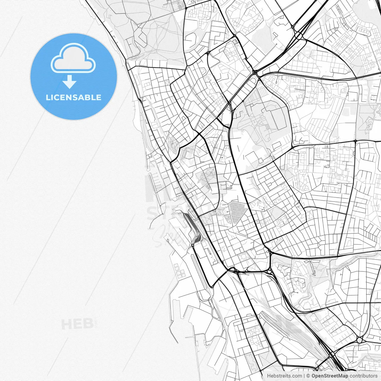 Vector PDF map of Helsingborg, Sweden