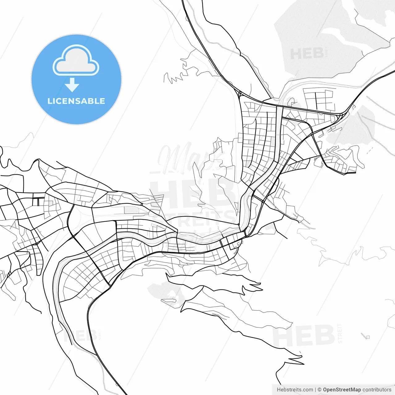 Vector PDF map of Amasya, Turkey
