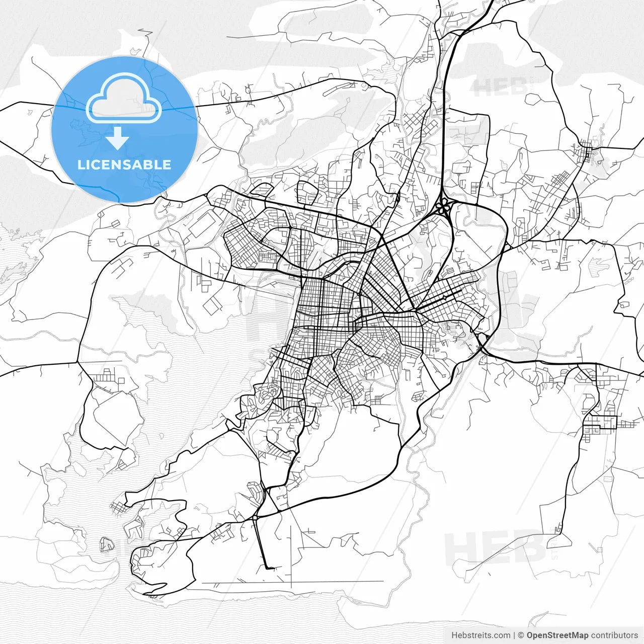 Vector PDF map of Santiago de Cuba, Cuba