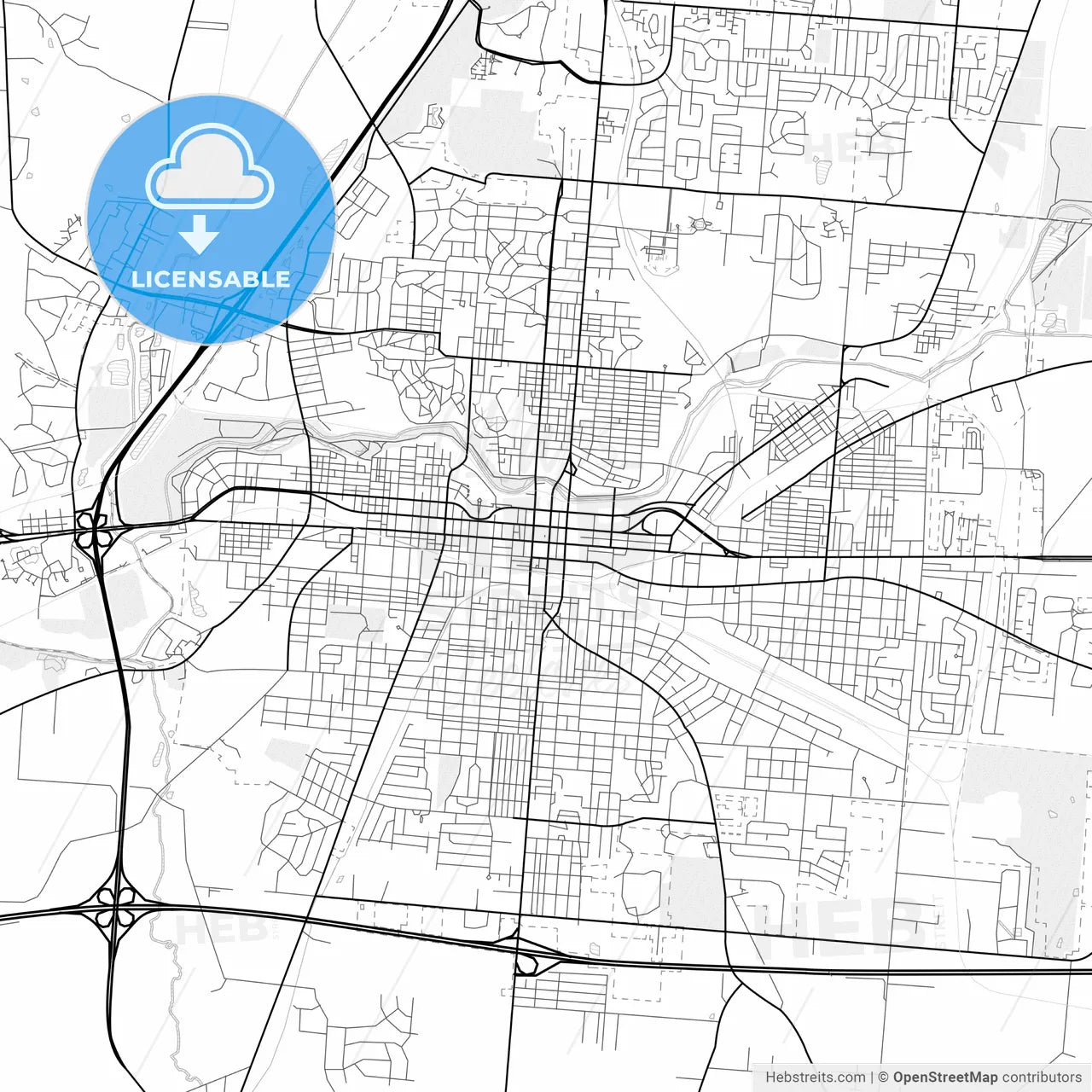 Vector PDF map of Springfield, Ohio, United States